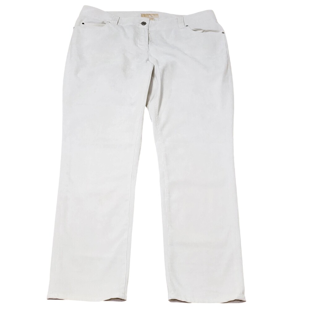 Michael Michael Kors Pants Womens 10 White Corduroy Chino Zip Pocket Casual
